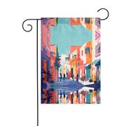 WZYCWB Drapeaux décoratifs de jardin imprimés ville vibrante, petits drapeaux d'extérieur imperméables, décoration d'ambiance festive