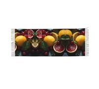 WZYCWB Écharpe châle frais pamplemousse citron cachemire écharpe femme longue écharpe à pompons automne et hiver nouvel an mode imprimé châle à pompons noir, taille unique