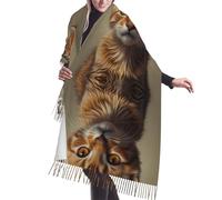 WZYCWB Écharpe longue à pompons avec illustration de chaton ambre - Châle chaud automne/hiver, cadeau d'anniversaire parfait