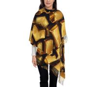 WZYCWB Écharpe longue à pompons avec imprimé lingots dorés, parfaite comme écharpe chaude pour Noël et la fête des mères.