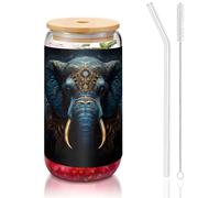 WZYCWB Eerie Elephant Printed Bamboo Lid Glass for Hot and Cold Iced Coffee Milk Tea and Beer Une tasse d'eau élégante