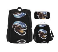 WZYCWB Ensemble de 3 sacs à dos pour écolier + trousse + sac à déjeuner de grande capacité