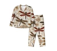 WZYCWB Ensemble de pyjama baroque à manches longues avec motif libellule chaud, confortable et chaud pour l'automne/hiver, Noir , M