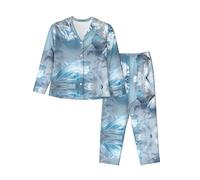 WZYCWB Ensemble de pyjama chaud à manches longues avec imprimé papillons en cristal blanc, confortable et chaud pour l'automne/hiver, Noir/blanc, M