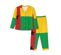 WZYCWB Ensemble de pyjama chaud à manches longues avec motif drapeau de la Guinée-Bissau, confortable et chaud pour l'automne et l'hiver, Noir , S
