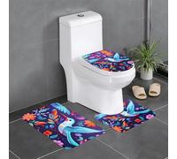 WZYCWB Ensemble de tapis de salle de bain 3 pièces avec motifs colibri, paillasson pour chambre à coucher, tapis de cuisine, baignoire et décoration d'intérieur