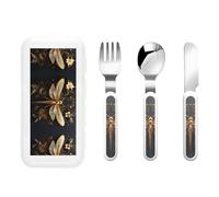 WZYCWB Ensemble de vaisselle 3 pièces avec motif libellule doré