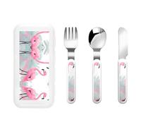 WZYCWB Ensemble de vaisselle portable 3 pièces Motif flamant rose