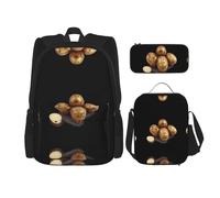 WZYCWB Ensemble sac à dos (3 pièces) - Sac d'écolier + trousse + sac à déjeuner + sac à dos de grande capacité