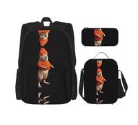 WZYCWB Ensemble sac à dos abstrait petits animaux Campus Life (3 pièces) - Cartable + trousse + sac à déjeuner, répond à tous les besoins quotidiens des étudiants
