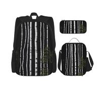 WZYCWB Ensemble sac à dos bouleau (3 pièces) - Sac d'école pour étudiant + trousse + sac à déjeuner + sac à dos de grande capacité