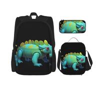 WZYCWB Ensemble sac à dos caméléon en béton (3 pièces) - Sac d'école pour étudiant + trousse + sac à déjeuner + sac à dos grande capacité