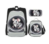 WZYCWB Ensemble sac à dos Campus Life Mouse in the Hole (3 pièces) - Cartable + trousse à crayons + sac à déjeuner pour répondre à tous les besoins quotidiens des étudiants. Noir, taille unique, noir