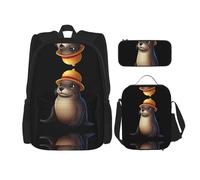 WZYCWB Ensemble sac à dos castor avec chapeau Campus Life (3 pièces) - Cartable + trousse + sac à déjeuner, répond à tous les besoins quotidiens des étudiants