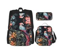 WZYCWB Ensemble sac à dos colibri de proie (3 pièces) - Sac d'école, trousse à crayons et sac à déjeuner, sac à dos de grande capacité