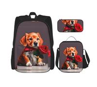 WZYCWB Ensemble sac à dos de gentleman (3 pièces) - Sac d'école pour étudiant + trousse + sac à déjeuner + sac à dos de grande capacité, noir, One Size