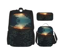 WZYCWB Ensemble sac à dos de séchage (3 pièces) - Sac d'école pour étudiant + trousse + sac à déjeuner, sac à dos de grande capacité