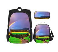 WZYCWB Ensemble sac à dos de soirée arc-en-ciel (3 pièces) - Sac d'école pour étudiant + trousse à crayons + sac à déjeuner, sac à dos grande capacité