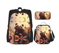 WZYCWB Ensemble sac à dos Head Up Bear (3 pièces) - Sac d'école, trousse à crayons + sac à déjeuner, sac à dos grande capacité