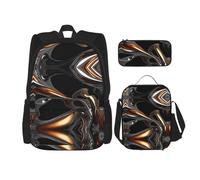 WZYCWB Ensemble sac à dos Liquid Metal Campus Life (3 pièces) - Cartable + trousse + sac à déjeuner, répond à tous les besoins quotidiens des étudiants