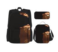 WZYCWB Ensemble sac à dos mignon tête d'ours Campus Life (3 pièces) - Sac d'école + trousse à crayons + sac à déjeuner, répond à tous les besoins quotidiens des étudiants