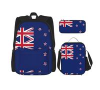 WZYCWB Ensemble sac à dos motif drapeau de la Nouvelle-Zélande (3 pièces) - Sac d'école, trousse à crayons et sac à déjeuner, sac à dos grande capacité