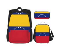 WZYCWB Ensemble sac à dos motif drapeau du Venezuela (3 pièces) - Sac d'école, trousse à crayons et sac à déjeuner, sac à dos de grande capacité