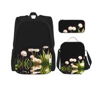 WZYCWB Ensemble sac à dos motif pissenlit abstrait (3 pièces) - Sac d'école pour étudiant + trousse + sac à déjeuner + sac à dos de grande capacité