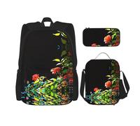 WZYCWB Ensemble sac à dos motif rose (3 pièces) - Sac d'école pour étudiant + trousse + sac à déjeuner, sac à dos de grande capacité