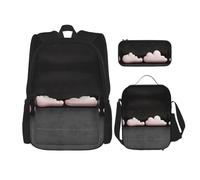 WZYCWB Ensemble sac à dos nuages rose (3 pièces) - Sac d'école pour étudiant + trousse + sac à déjeuner + sac à dos de grande capacité