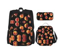 WZYCWB Ensemble sac à dos pêche (3 pièces) - Sac d'école pour étudiant + trousse + sac à déjeuner, sac à dos de grande capacité