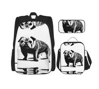 WZYCWB Ensemble sac à dos peint à la main (3 pièces) - Sac d'école pour étudiant + trousse + sac à déjeuner + sac à dos de grande capacité, noir, One Size