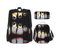 WZYCWB Ensemble sac à dos pingouin (3 pièces) - Sac d'écolier + trousse + sac à déjeuner + sac à dos grande capacité