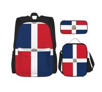 WZYCWB Ensemble sac à dos République dominicaine (3 pièces) - Sac d'école pour étudiant + trousse + sac à déjeuner + sac à dos de grande capacité