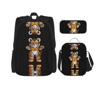 WZYCWB Ensemble sac à dos Tiger Cub Campus Life (3 pièces) - Cartable + trousse + sac à déjeuner pour répondre à tous les besoins quotidiens des étudiants