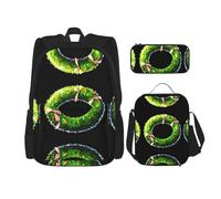 WZYCWB Ensemble sac à dos vert émeraude (3 pièces) - Sac d'école pour étudiant + trousse + sac à déjeuner + sac à dos de grande capacité
