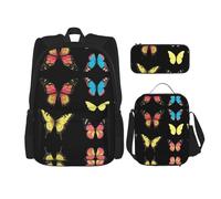 WZYCWB Ensemble sac à dos vintage papillon Campus Life (3 pièces) - Cartable + trousse à crayons + sac à déjeuner pour répondre à tous les besoins quotidiens des étudiants