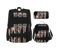 WZYCWB Ensemble sac à dos Wolf Pack (3 pièces) - Sac d'école pour étudiant + trousse + sac à déjeuner + sac à dos de grande capacité