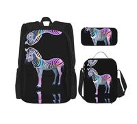WZYCWB Ensemble sac à dos Zebra (3 pièces) - Sac d'école pour étudiant + trousse + sac à déjeuner + sac à dos grande capacité