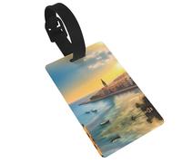 WZYCWB Étiquettes à bagages imprimées Coucher de soleil à Barcelone - Étiquettes de voyage imperméables et durables