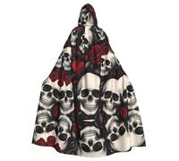 WZYCWB Fleurs Love Skull Imprimé Adulte Party Decoration Cape Halloween Cape à Capuche Unisexe Halloween Carnaval Mascarade Jeu de Rôle