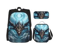 WZYCWB Flying Dragon Ensemble sac à dos (3 pièces) - Sac d'écolier + trousse + sac à déjeuner de grande capacité