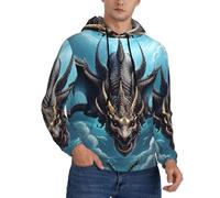 WZYCWB Flying Dragon Sweat à capuche ample à manches longues avec cordon de serrage pour homme, Noir/blanc, 3XL