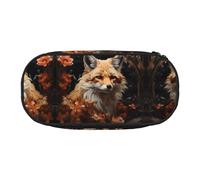 WZYCWB Fox and Flowers Trousse à crayons de grande capacité - Boîte de rangement multifonctionnelle, portable et durable pour fournitures de bureau et scolaires, Noir , Taille unique, Trousse de