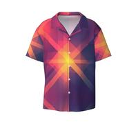 WZYCWB Fractal Gradient Printed Chemise à manches courtes pour homme Chemise décontractée boutonnée Tailles S-4XL, noir, XX-Large