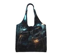 WZYCWB Future Robot Sac en toile imprimé à une seule épaule, sac en toile tendance, adapté pour les voyages quotidiens et le shopping, noir, taille unique
