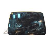 WZYCWB Future Robot Trousse de maquillage en cuir avec poches, sac de voyage portable, sac de rangement cosmétique de grande capacité,