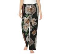 WZYCWB Gardenia Umbrella Pyjama en flanelle imprimé pour femme - Vêtement d'intérieur élégant -, Noir , S
