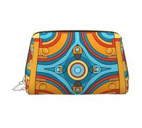 WZYCWB Gerbera Art Trousse à maquillage en cuir à motifs - Parfaite pour les bagages à main ou l'organisation à la maison, Ville de couleur géométrique, Taille unique