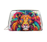 WZYCWB Gerbera Art Trousse à maquillage en cuir à motifs - Parfaite pour les bagages à main ou l'organisation à la maison, Lion drôle, Taille unique